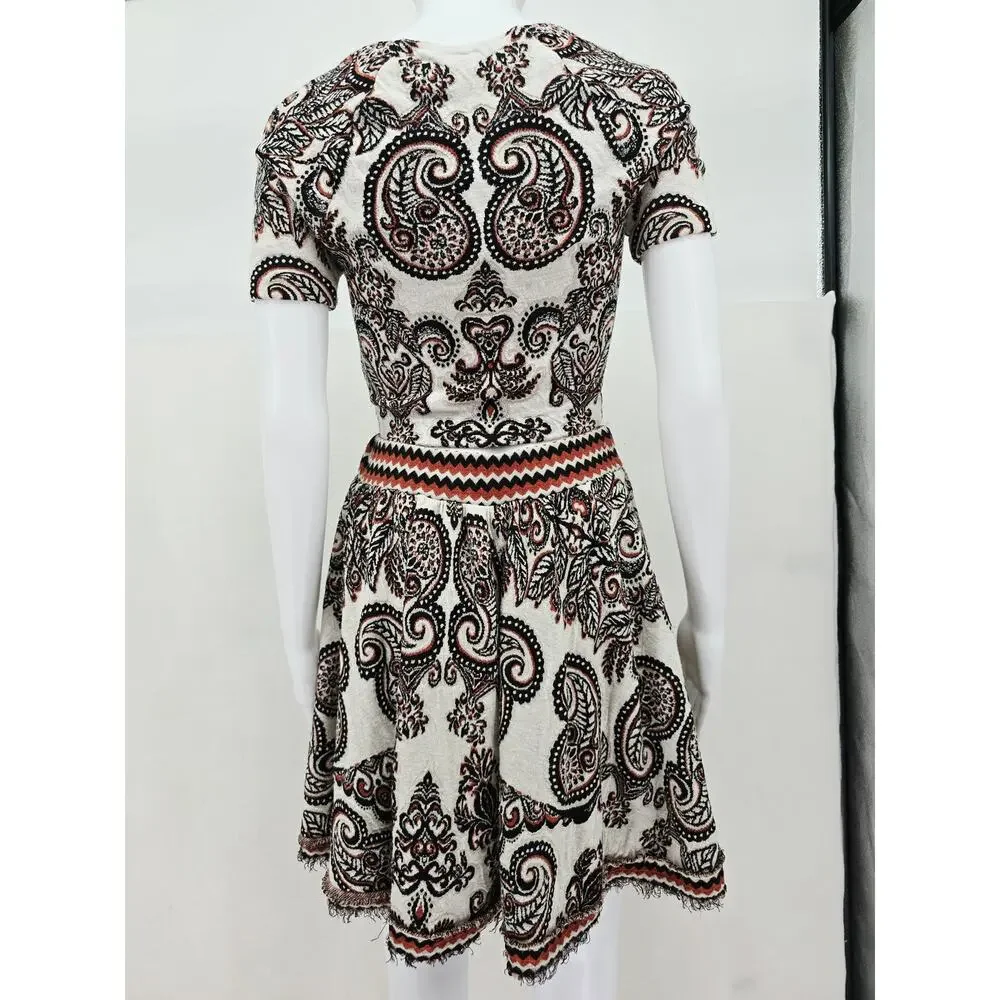 Free People 2-Piece Skirt Top Set Paisley White S